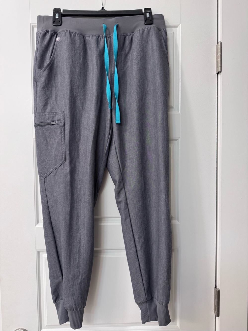 Figs Women's Heather Gray Joggers with Teal Drawstring